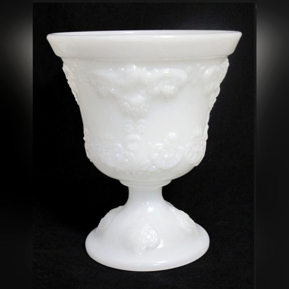 Vintage EO Brody Milk Glass Vase M4300 Fruit Bowl